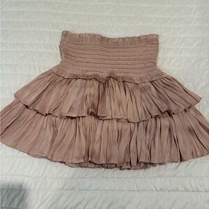 Smocked Tiered Mini Skirt in Dusty Rose